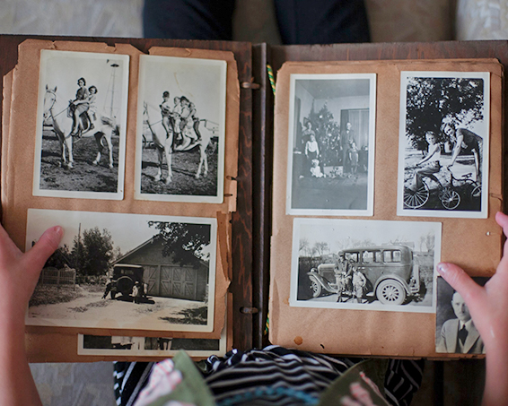 black and white photo album