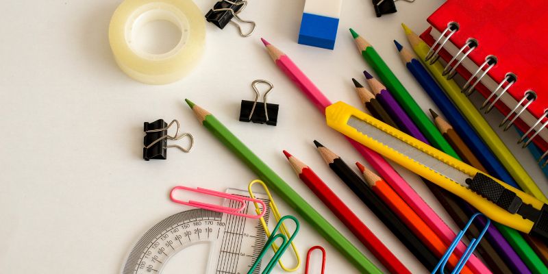 stationery items on a table