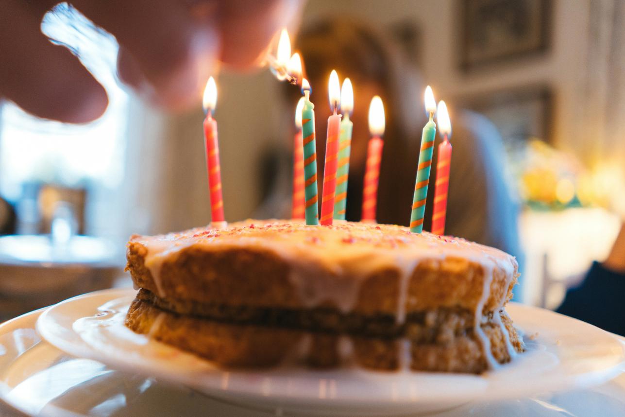 birthday cake with candles