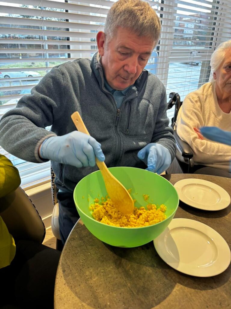 care home resident baking