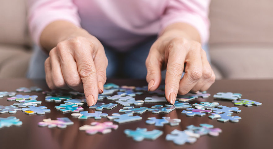 dementia resident doing a puzzle